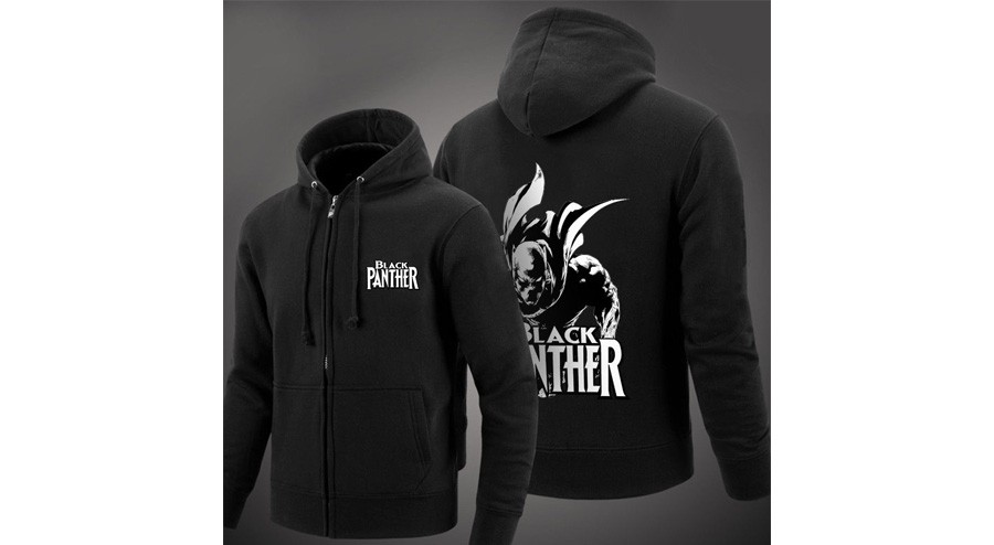 Marvel Black Panther Winter Coat Casual Hoodie Sweatshirt Long Sleeve Jackets